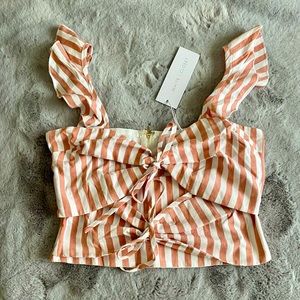 TJ Maxx Juniors Size 6 Australian Designed Keyhole Pink and White Striped Crop